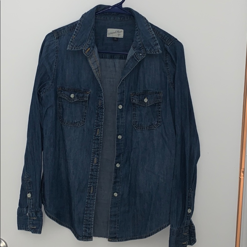 Small jean colored button up shirt